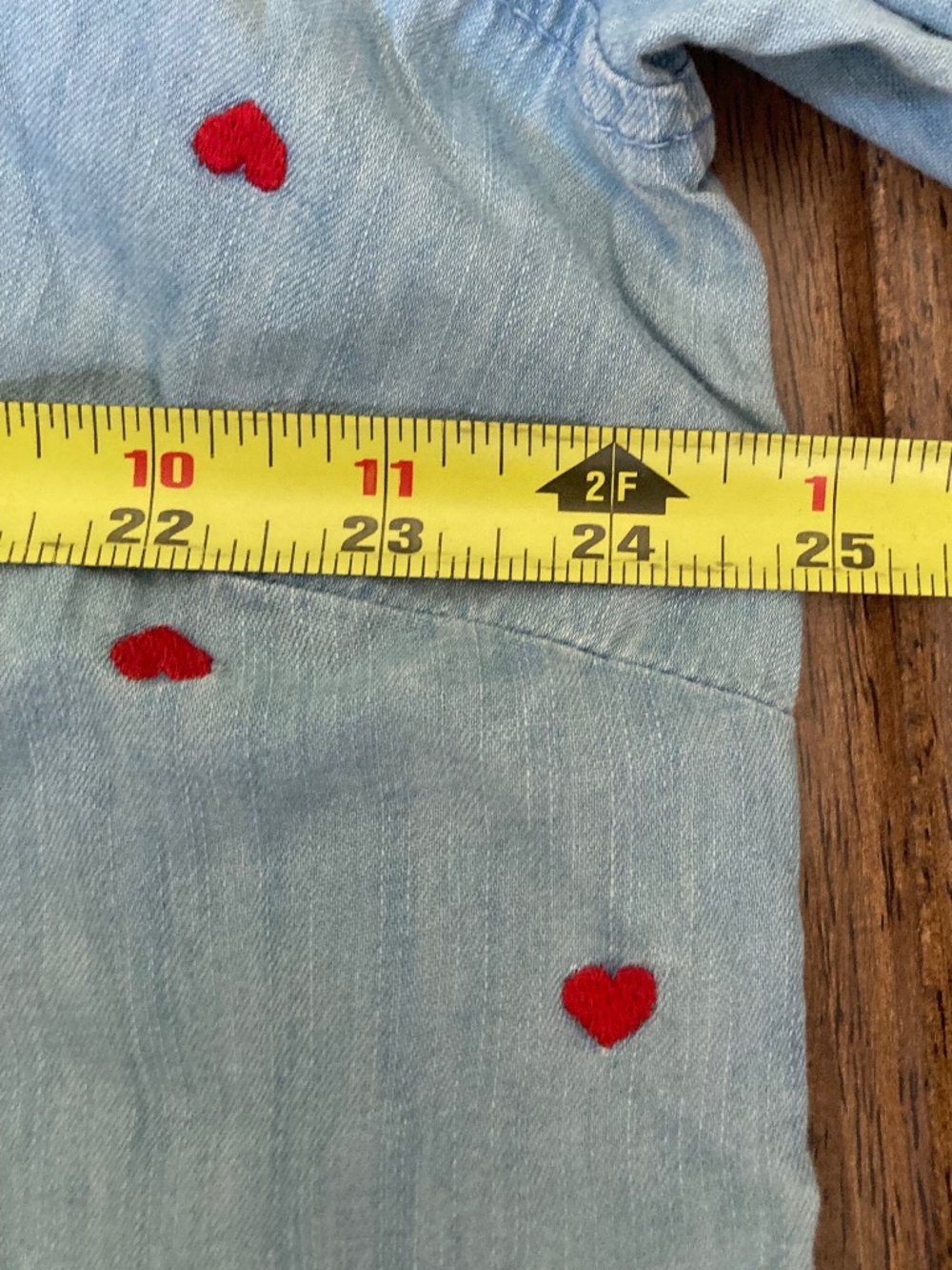 Talbots Embroidered Hearts Chambray Denim Button Front Shirt Top Blue 2X - Picture 6 of 7